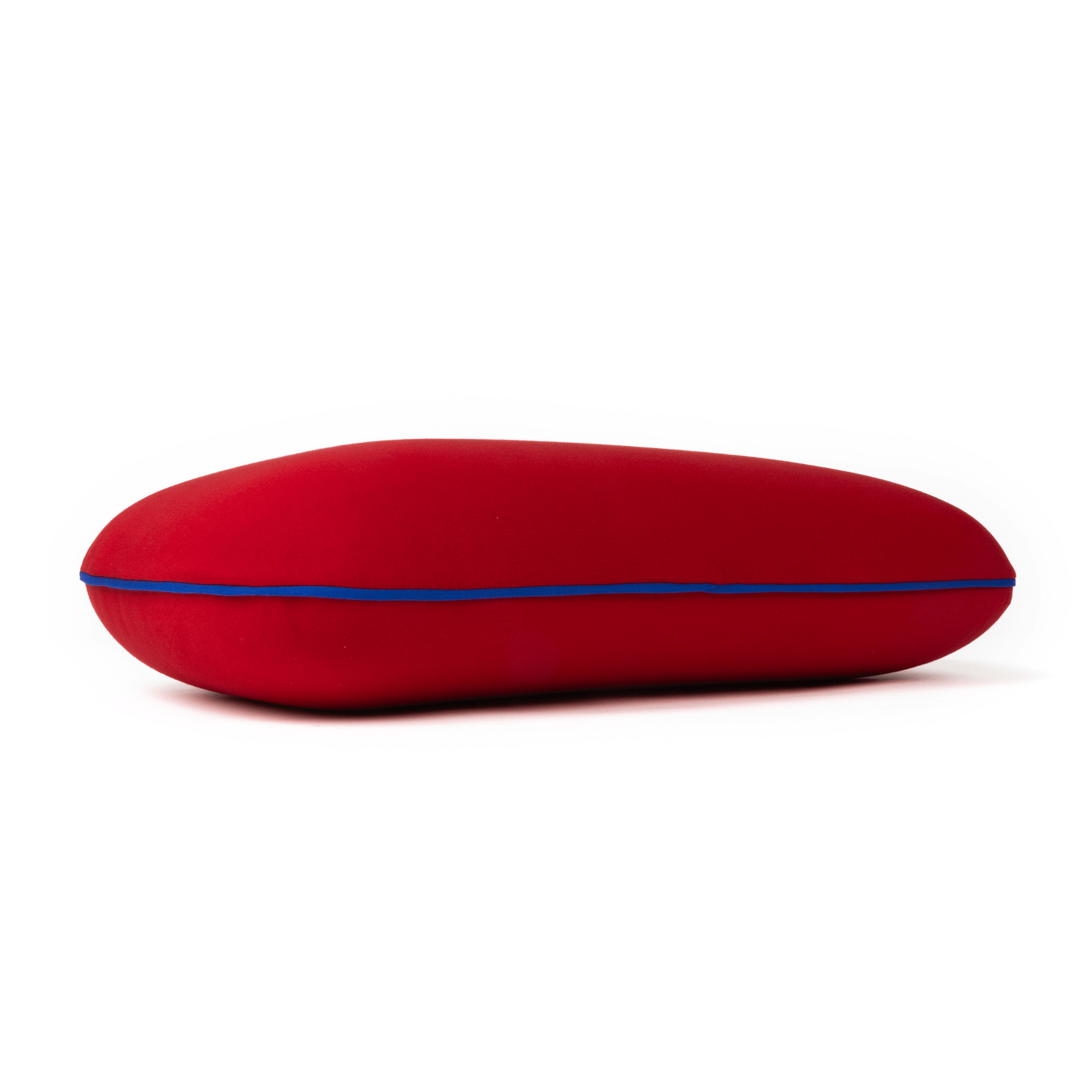 Strawberry Burst JellieSkinz Pillow Case for Kids! A red pillow case with blue piping along the edges.