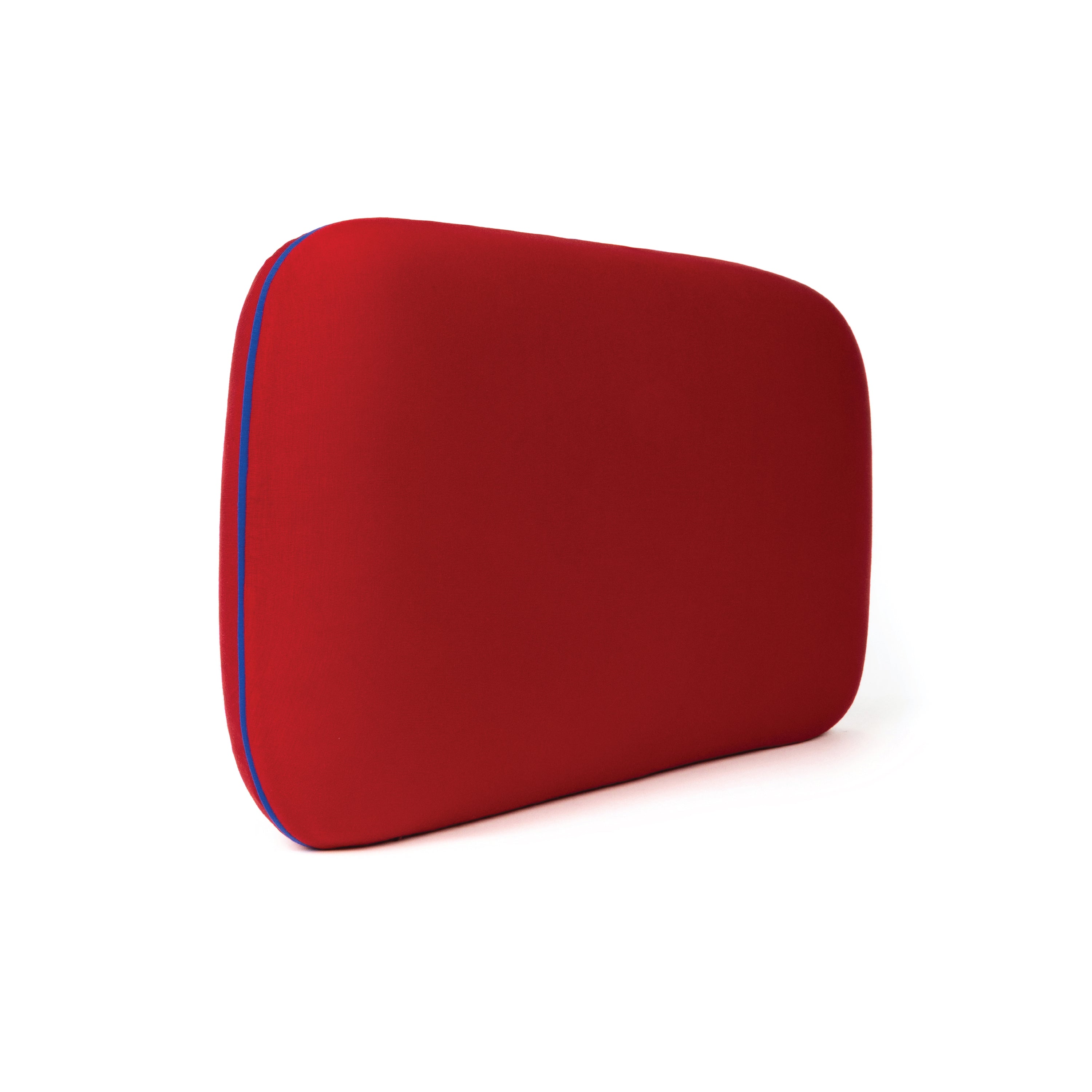 Strawberry Burst JellieSkinz Pillow Case for Kids! A red pillow case with blue piping along the edges.